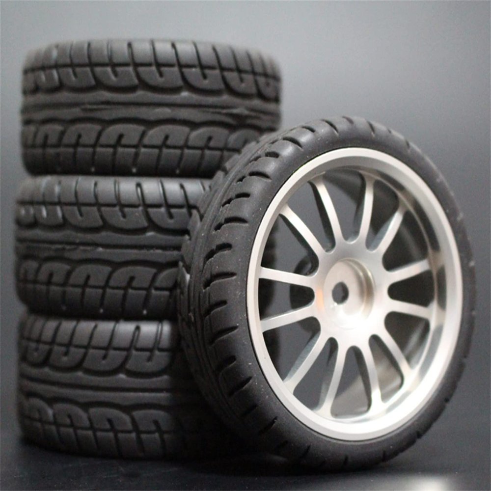 1Set 4Pcs HSP HPI Racing Tire Tire Metal Wheel Rim 4Pcs for RC 1/10 On-Road Car HSP 94123/94103/94122 D4/D3 FW06 108S Modification Accessories (Color : 5)