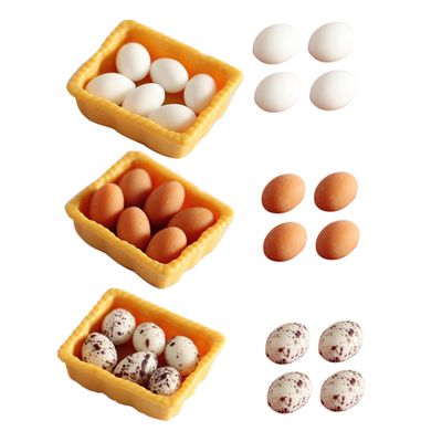 1set Miniature Basket for Dollhouse Decor Realistic Eggs Speckled for Mini Kitchen Props and Landscape Decoration
