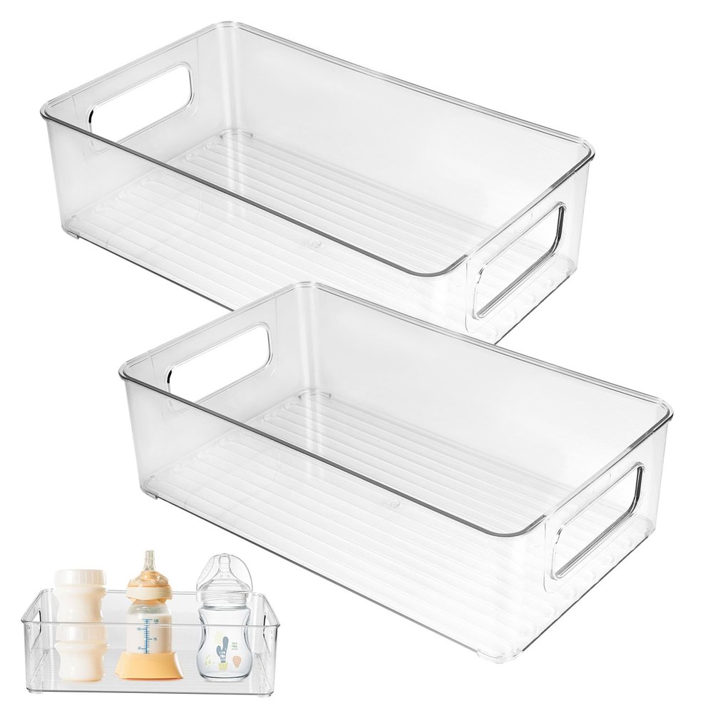 Baby Bottle Organizer Plastic Storage Center for Baby Bottles and Food Jars Baby Bottle Organizer for Cabinet, Perfect Organizer for Kitchen Cabinet, Pantry, Refrigerator, and Countertop2 pcs