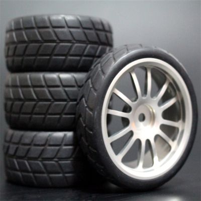 1Set 4Pcs HSP HPI Racing Tire Tire Metal Wheel Rim 4Pcs for RC 1/10 On-Road Car HSP 94123/94103/94122 D4/D3 FW06 108S Modification Accessories (Color : 4)