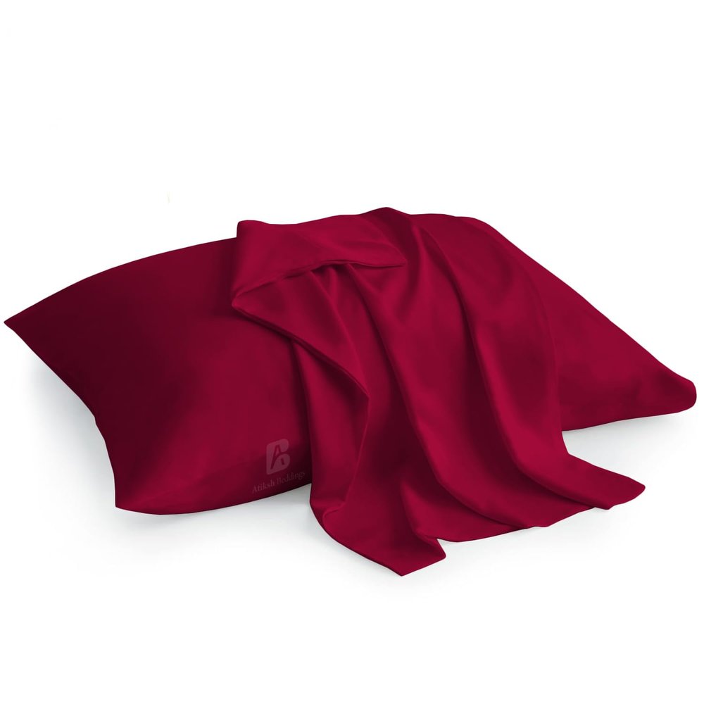 Atiksh Beddings Pack of 2 Toddler Travel Pillow Cases 100% Soft Egyptian Cotton, 600 Thread Count with Zipper Closure for Small Travel Pillowcase 14x20 inch, Burgundy