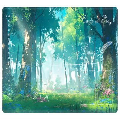 EDGFRTOIO Playmat Compatible with Lorcana TCG Zone Card Game Playing, Game Mats Tabletop Magic Play Mats 24"x14" Commander Deck Gaming Desk Duel Mat Card Gameplay Mats, Anime Woodland Forest