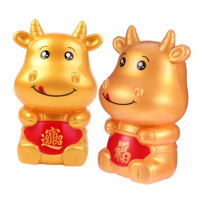 Abaodam 2pcs Cartoon Cow Piggy Bank Adorable Ox Saving Pot for Boys and Girls Develop Saving Habits Compact Money Storage Decoration for Home Decor and Festivals