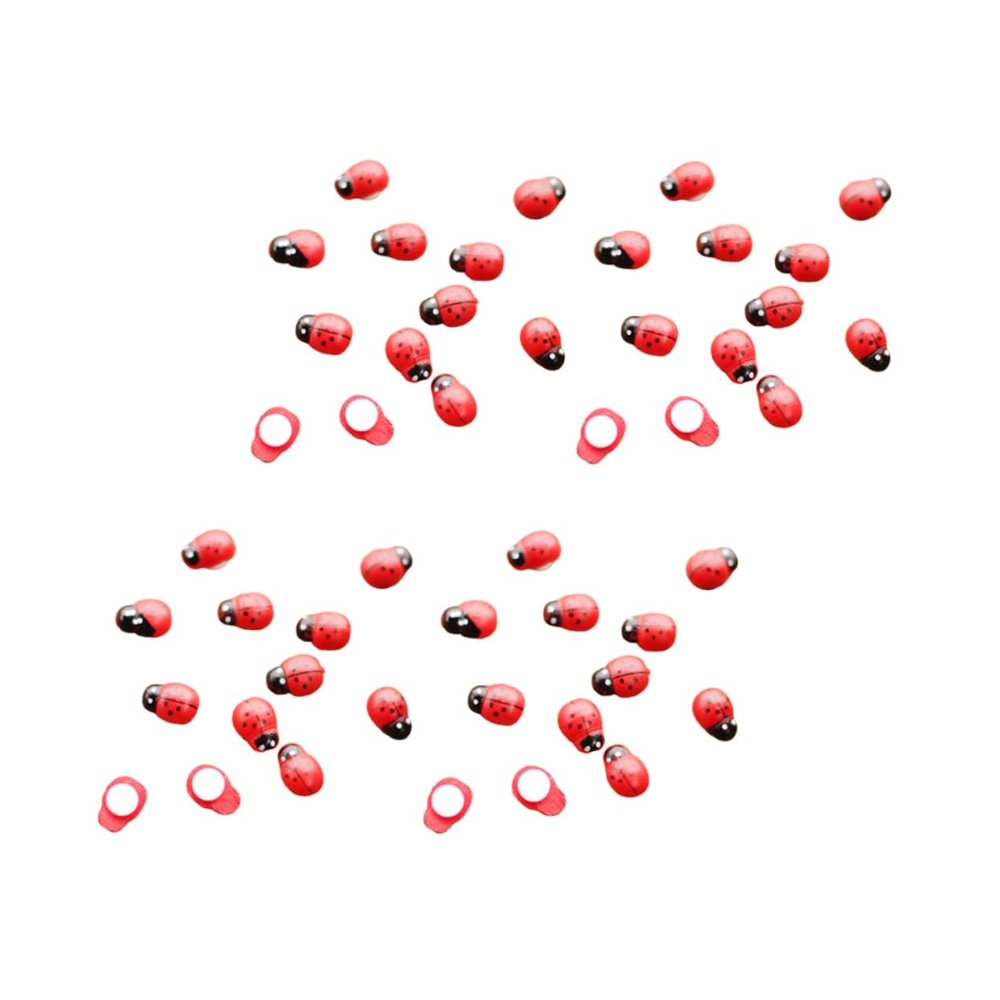 VANZACK 50pcs Ladybug Shaped Landscape Decor Chic Tabletop Crafts for Cute Miniature Ornaments for Living Room and Garden Adornment