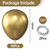 KALOR 12 Inch Metallic Gold Balloons, 50 Pcs Latex Helium Metallic Balloons for Kid's Birthday Party, Baby Shower, Wedding, Graduate Party Decorations view 2