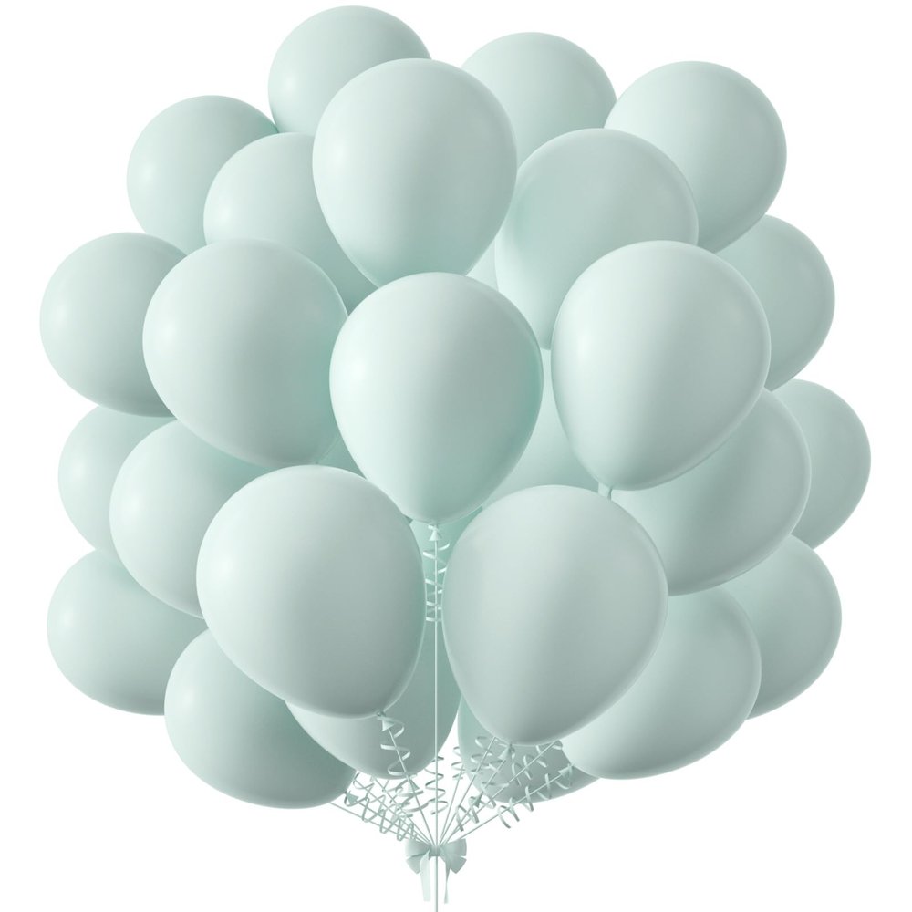 KALOR 12 Inch Pastel Green Balloons, 50 Pcs Latex Helium Macaron Balloons for Kid's Birthday Party, Baby Shower, Wedding, Graduate Party Decorations