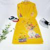 A43 Yellow vase of flowers Ao dai No pants Vietnamese Traditional Ao Dai For Women, Ao Dai For Women, Vietnamese Dress For Women, Ao Dai Dress For Women ao dai Tet Lunar New Year (2XL) view 3
