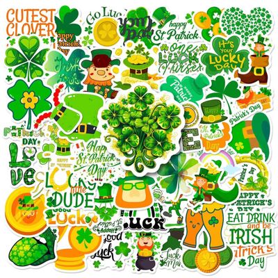 50PCS St. Patrick's Day Stickers Decorations Waterproof Irish Stickers for Water Bottles Laptop Luggage Case Envelopes Tags Crafts Windows Snowboard for Teens Adults St Patricks Day Decorations