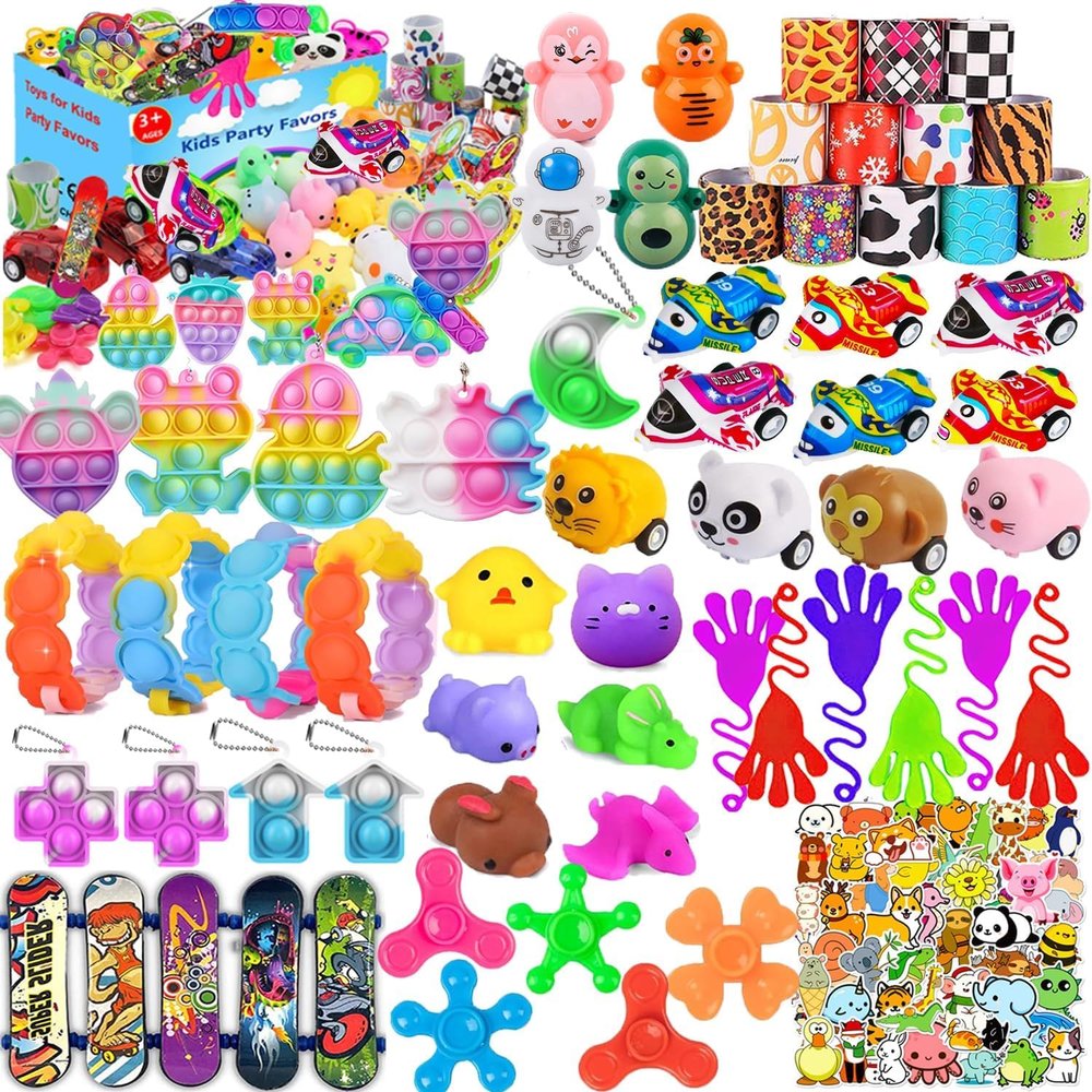 117 Pack Party Favors for Kids 4-8 8-12, Pop Fidget Toys, Treasure Box Toys for Classroom Prizes, Pinata Filler, Goodie Bag Stuffers, Carnival Prizes, Prize Box Toys for Kids Classroom