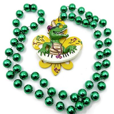 Alligator Keyboard Mardi Gras Bead Necklace Gator