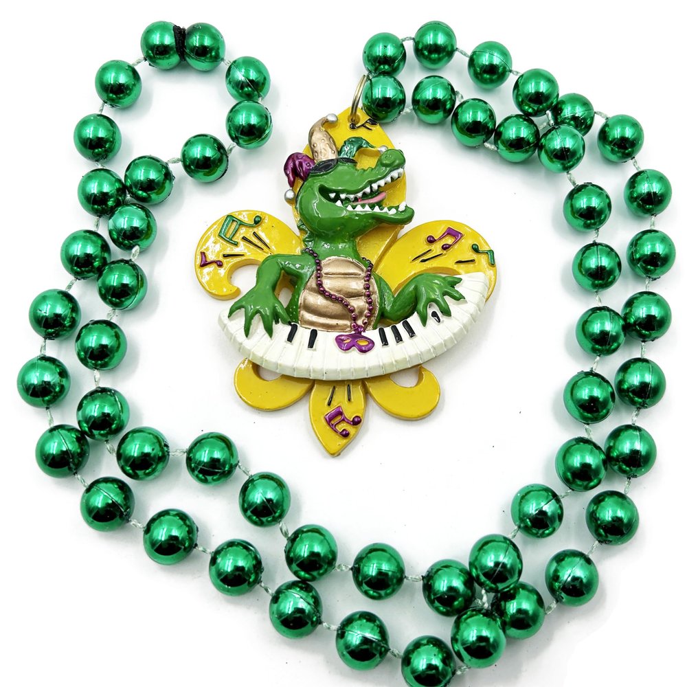Alligator Keyboard Mardi Gras Bead Necklace Gator