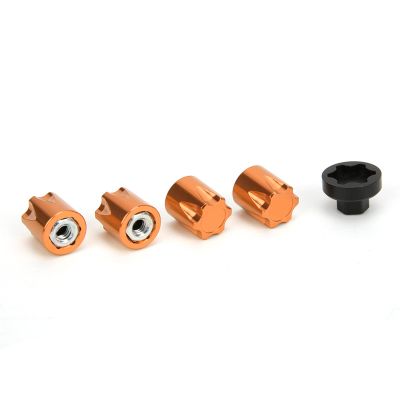 4pcs M4 Nut Wheel Rim Center Aluminum Alloy Upgrade Part for Axial SCX10 90046 D90 (Yellow)
