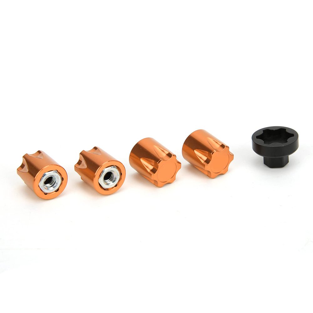 4pcs M4 Nut Wheel Rim Center Aluminum Alloy Upgrade Part for Axial SCX10 90046 D90 (Yellow)