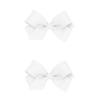 Wee Ones Girls 2 Pack Grosgrain Hair Bows with Plain Wrap Centre on a Wee Stay No Slip Clip, Mini, White view 1