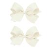 Wee Ones Girls 2 Pack Grosgrain Hair Bows with Plain Wrap Centre on a Wee Stay No Slip Clip, Large, Antique White view 1