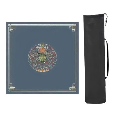 BSapp Mahjong Mat with Storage Bag, Mahjong Table Mat with Rubber Anti-Slip Backing, Mahjong Game Mat for Table Poker (Color : Blue 1, Size : 23.62x23.62in)