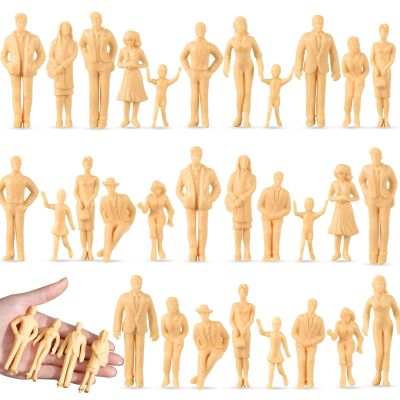 Namalu 30 Pcs Miniature People 1: 25 Scale Unpainted Mini People Figures Model Trains Architectural Sitting and Standing Diorama Figures for Scale Model Train Miniature Scenes Decoration