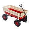 Outdoor Sport Wagon All Terrain Pulling Kids' Pull-Along Wagons w/Wood Railing Air Tires Big Foot Panel Wagon w/Removable Wooden Side Panels Weight Capacity 176 LBS Sturdy Steel Wagon Bed (Red) view 2