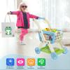 Kids Shopping Cart - 2 in 1 Toy Shopping Cart with Play Food Fruit Vegetable Dessert and Shop Accessories, 72pcs Pretend Play Grocery Store Toy Kitchen Game Trolley Play Set for Kids (Blue) view 3