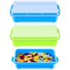 2 Pack Sensory Bin for Kids, Sand Tray with Lid, No-Mess Sensory Play Container for Sand, Building Blocks Storage, Portable Kids Activity Bin Indoor Outdoor(Blue, Green) view 1