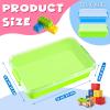 2 Pack Sensory Bin for Kids, Sand Tray with Lid, No-Mess Sensory Play Container for Sand, Building Blocks Storage, Portable Kids Activity Bin Indoor Outdoor(Blue, Green) view 2
