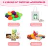 Kids Shopping Cart - 2 in 1 Toy Shopping Cart with Play Food Fruit Vegetable Dessert and Shop Accessories, 72pcs Pretend Play Grocery Store Toy Kitchen Game Trolley Play Set for Kids (Pink) view 4