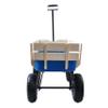 Outdoor Sport Wagon All Terrain Pulling Kids' Pull-Along Wagons w/Wood Railing Air Tires Big Foot Panel Wagon w/Removable Wooden Side Panels Weight Capacity 176 LBS Sturdy Steel Wagon Bed (Blue) view 2