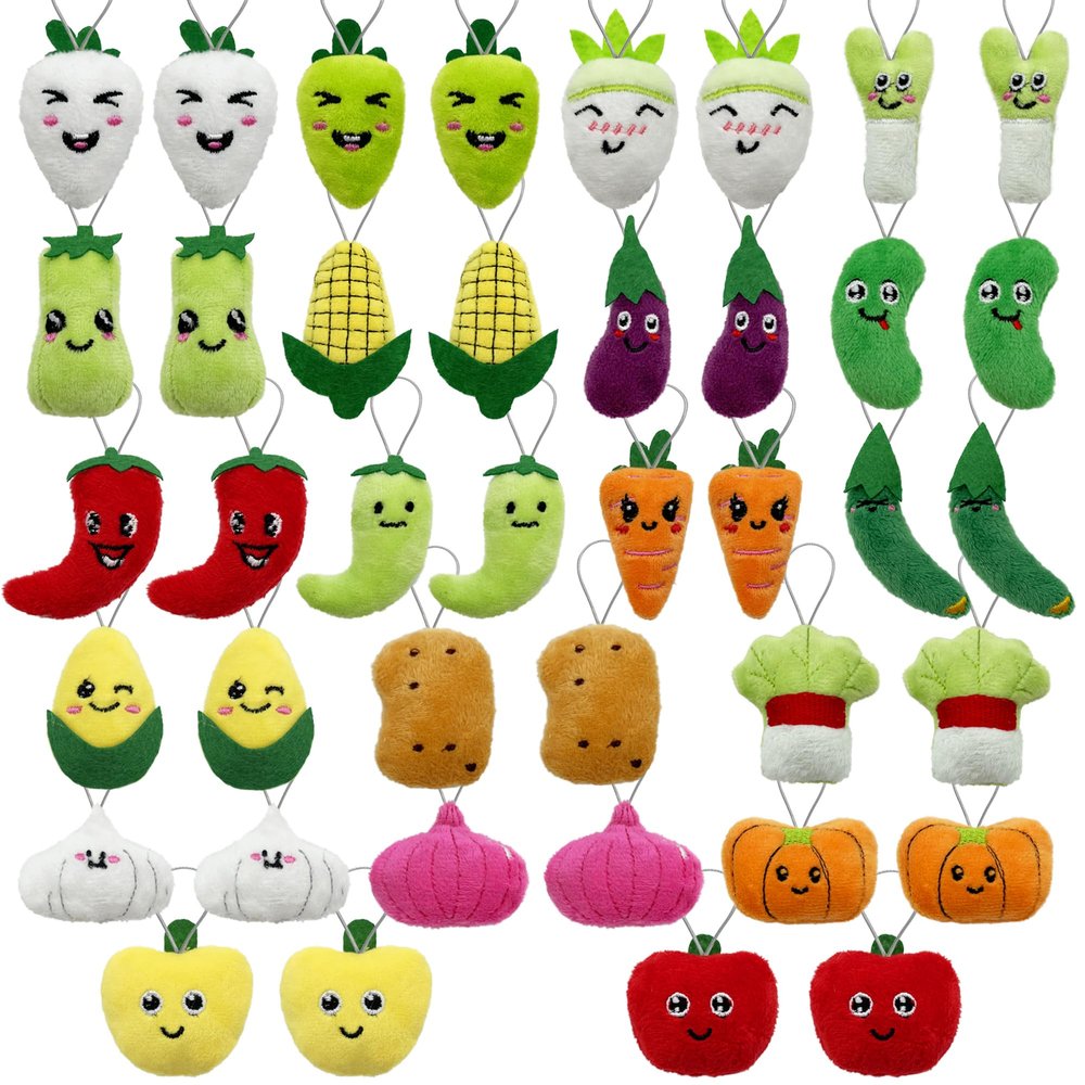 40 PCS Mini Vegetable Food Plush Toy Set Cute Small Vegetable Stuffed Toy Keychain for Party Favors Keychain Ornament for Goody Bag Easter Egg Stuffers Carnival Birthday Party Classroom Prizes