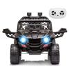 12V Kids Ride On Car Truck Parent Remote Control, Spring Suspension, LED Lights, Open Doors, Safety Belt, AUX Port, Music Black Power Wheels Vehicle for Boys Girls view 1