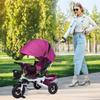 5-in-1 Tricycle Stroller for Toddlers 18 Months to 5 Years, Adjustable Push Handle, Rotatable Seat,Retractable Canopy,Folding Baby Tricycle,w/Detachable Guardrail, Footrest,Purple view 3