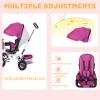 5-in-1 Tricycle Stroller for Toddlers 18 Months to 5 Years, Adjustable Push Handle, Rotatable Seat,Retractable Canopy,Folding Baby Tricycle,w/Detachable Guardrail, Footrest,Purple view 4