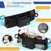 ZZM Double Stroller Organizer for Bob Duallie and Baby Jogger City Mini GT2, Double Baby Stroller Accessories with 2 Cooler Pockets, Parent Console Double Jogging Stroller Organizer(Empty Bag) view 3