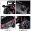 12V Kids Ride On Car Truck Parent Remote Control, Spring Suspension, LED Lights, Open Doors, Safety Belt, AUX Port, Music White Power Wheels Vehicle for Boys Girls view 3