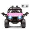 12V Kids Ride On Car Truck Parent Remote Control, Spring Suspension, LED Lights, Open Doors, Safety Belt, AUX Port, Music Pink Power Wheels Vehicle for Boys Girls view 1