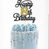 Rsstarxi 1 Pack Happy 8th Birthday Cake Topper Glitter 8 Fabulous Cake Decoration Hello 8 Cheers to 8 Years Birthday Cake Pick for Happy 8th Birthday Anniversary Party Decorations Black Gold view 3