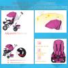 Kids Tricycle,5-in-1 Tricycle Stroller for Toddlers 18 Months to 5 Years,Adjustable Push Handle, Rotatable Seat, Retractable Canopy,Detachable Guardrail,Folding Baby Trike,Purple view 4