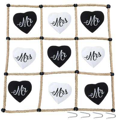 VercanMonth 3 x 3 ft Wedding Game for Reception Instant Setup No Assembly Outdoor Game Bean Bag Toss with Rope Yard Backyard Lawn Games for Wedding(Heart)
