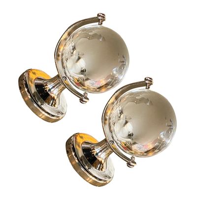 ERINGOGO 2pcs Crystal Globe Gold Decor Ornament Gold Trim Delicate Globe Model Round Geographic Educational Decor Desktop Pujiang High Borosilicate Glass Mini