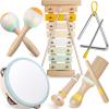 Baby Musical Instruments - Neutral Colors Musical Toys for Toddlers 1-3, Montessori Wooden Percussion Instruments Set with Modern Boho Xylophone Tambourine, Kids Preschool Educational Birthday Gifts view 1