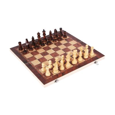 3 in 1 Chess Set Checkers Indoor Chess Wooden Folding Chessboard Chess Pieces Chessman Portable Board Game Set (Color : 29x29cm) (44x44cm)