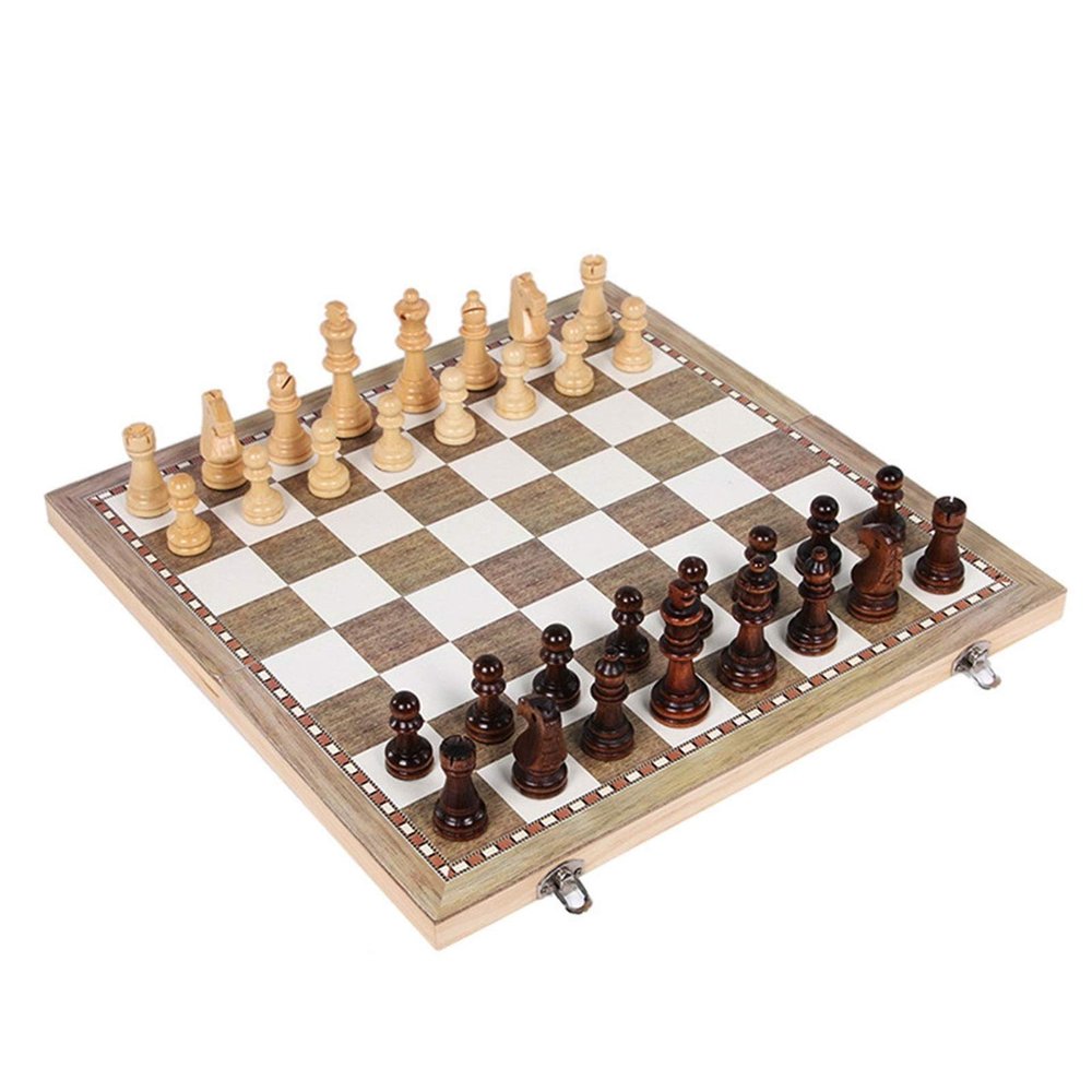 3 in 1 Travel Games Chess Checkers Chessmen Entertainment Game Board Portable Board Game Set (Color : 34x34cm) (29x29cm)