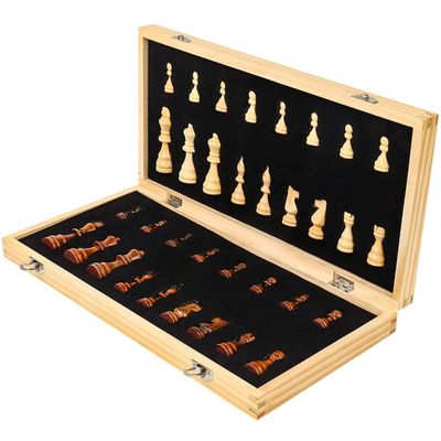 Folding Chess Set Board Handmade Portable Travel Sets with Game Pieces Storage Slots for Adults and Kids (Size : 29cm) (39cm)