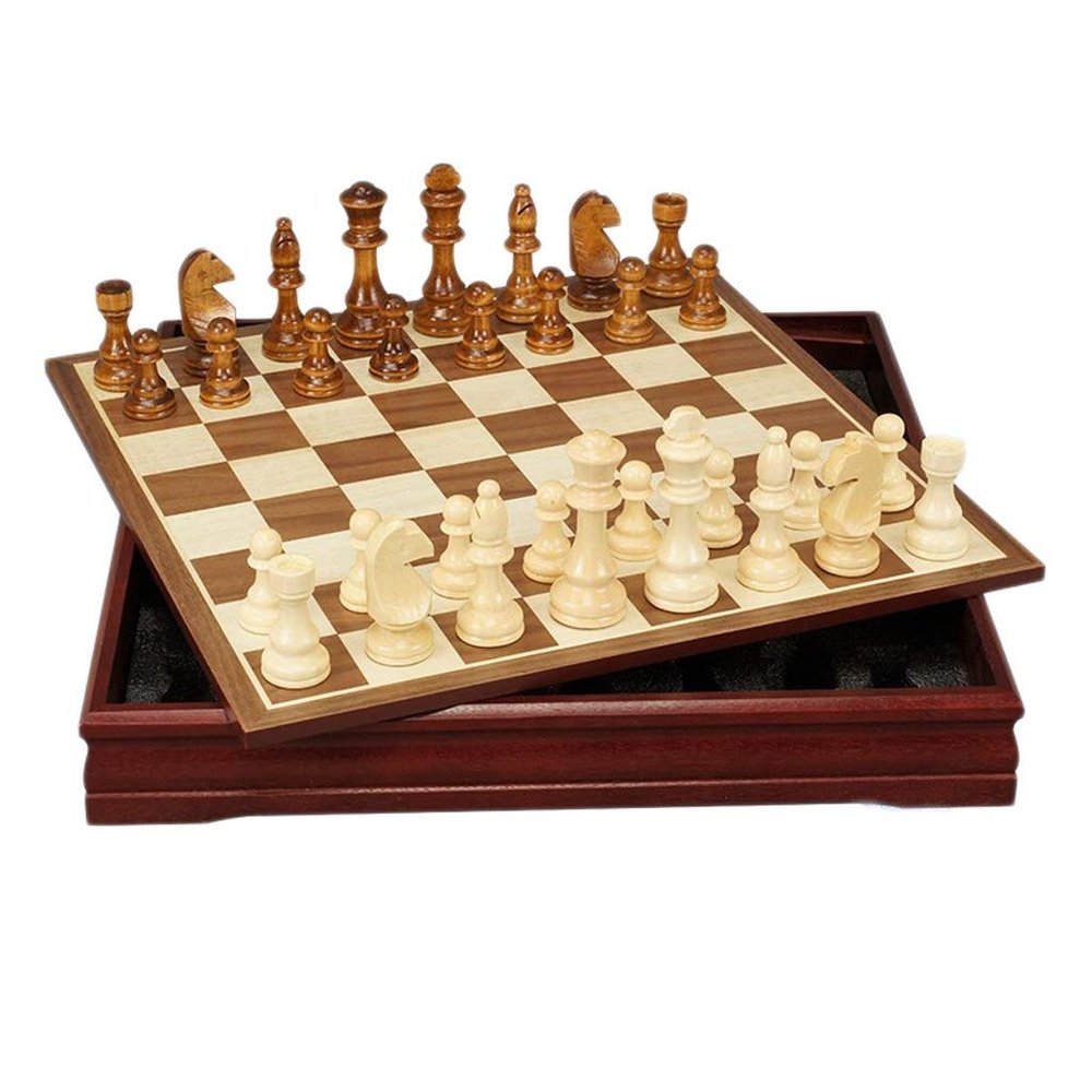 Checkers Backgammon Travel Wooden Wood Chess Pieces Chess Set (Size : 30304cm) (45 * 45 * 6cm)