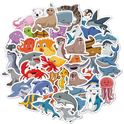 100pcs Sea Animals Stickers for Kids Waterproof Vinyl Ocean Stickers for Water Bottle Scrapbook Laptop Skateboard Birthday Party Favors