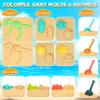 HUITEM Beach Sand Toys for Kids, 29PCS Sandbox Toys with 2 Collapsible Bucket Sand, 2 Dump Truck, Dinosaur Molds, Castle Building Kit, Shovel Sieve,Flags,Mesh Bag Travel Beach Toys for Toddler 3-10 view 4