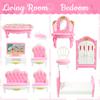 20 Pieces Doll House Furniture and Accessories Set Dollhouse Furniture Set Mini Dollhouse Furniture 1 12 Scale Bedroom Living Room Bathroom Furniture Accessories (Pink) view 2