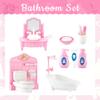 20 Pieces Doll House Furniture and Accessories Set Dollhouse Furniture Set Mini Dollhouse Furniture 1 12 Scale Bedroom Living Room Bathroom Furniture Accessories (Pink) view 3