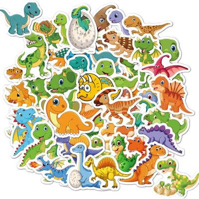 100pcs Cute Cartoon Dinosaur Stickers for Kids Waterproof Vinyl Dino Stickers for Water Bottle Scrapbook Laptop Skateboard Computer for Teens Kids Girls