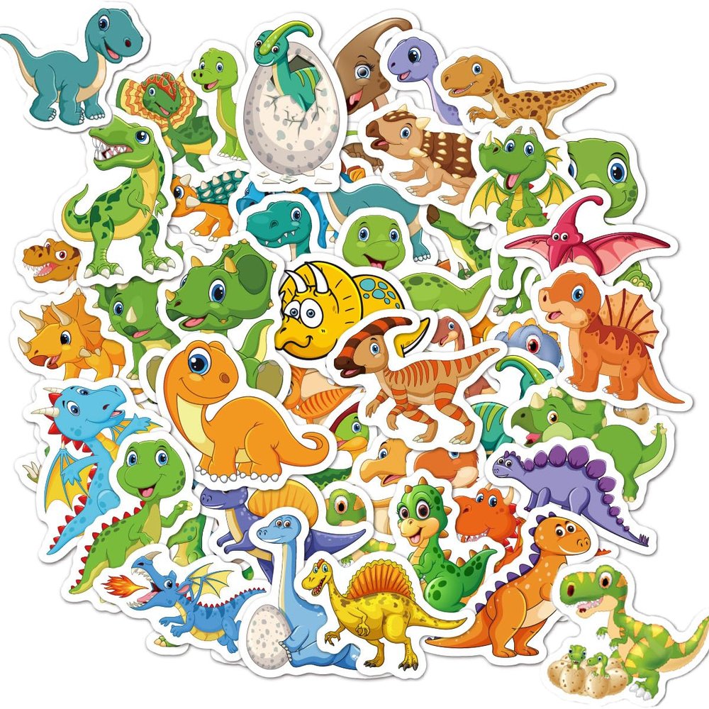 100pcs Cute Cartoon Dinosaur Stickers for Kids Waterproof Vinyl Dino Stickers for Water Bottle Scrapbook Laptop Skateboard Computer for Teens Kids Girls