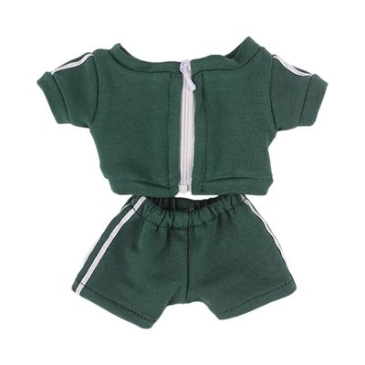 niannyyhouse 10cm 15cm Plush Doll Clothes Solid Color Coat Pants Sportswear Outfit Dolls Accessories Dress Up (Green-15cm)